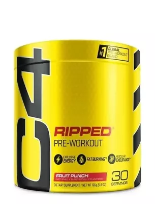 CELLUCOR C4 Ripped Pre-Workout Cutting Formula-Fruit Punch-EX. 2/25-30 Servings • $29.99