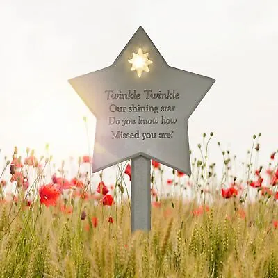 Twinkle Twinkle Solar Light Up Star Memorial Stake Plaque Child Grave Tribute • £21.99