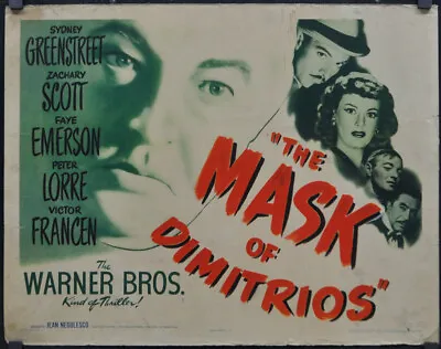 Mask Of Dimitrios 1944 Orig 22x28 Movie Poster Sydney Greenstreet Peter Lorre • £299.27