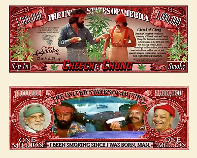 Cheech And Chong Million Dollar Bill Play Funny Money Novelty Note + FREE SLEEVE • $1.69