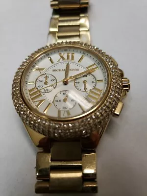 Beautiful Michael Kors MK5756 Camille Gold Glitz Women's Watch White Dial &Gold  • $47