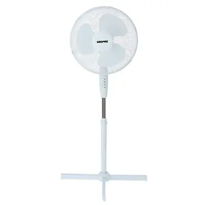 Floor Standing Pedestal Fan 16 Inch Oscillating Electric 3 Speed White Cooling • £19.99
