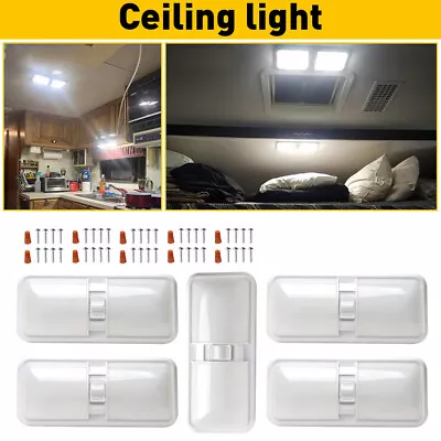 5PC RV 11V 18V Interior Light W/Switch Frosted DOUBLE DOME Camper Trailer Marine • $52.99