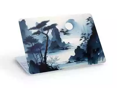 Blue Costal Landscape JAPANESE Ink Painting LAPTOP SKIN Sticker - Custom Size • £10.76