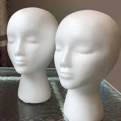 $7.23 • Buy White Female Head Model Wig Hair Hat Glass Display Mannequin Foam Styrofoam J5R8