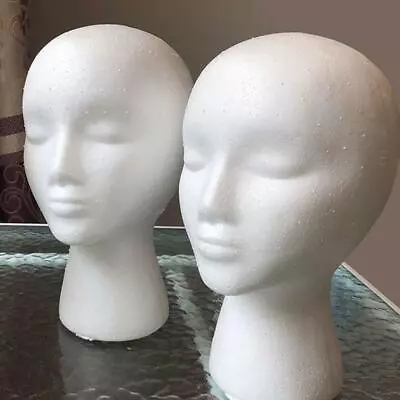 $7.23 • Buy White Female Head Model Wig Hair Hat Glass Display Mannequin Foam Styrofoam J5R8