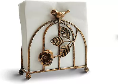 Cast Iron Bronze Bird & Rose Classic Vintage Stle Napkin Holder/Tabletop Freesta • $32.35