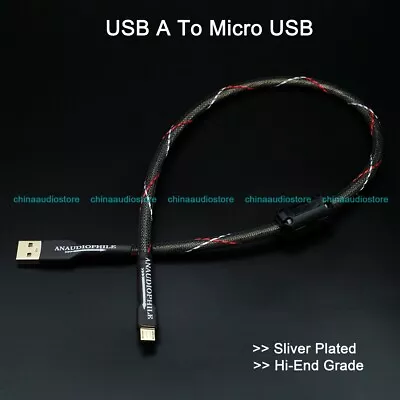 HiFi Sliver Plated USB A To Micro USB Cable 5N USB Type A To Micro Audio Cable • $39.60