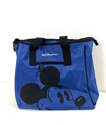 Disney Parks Walt Disney World Blue W/Black Mickey Mouse Face Tote Bag Travel • $12.97