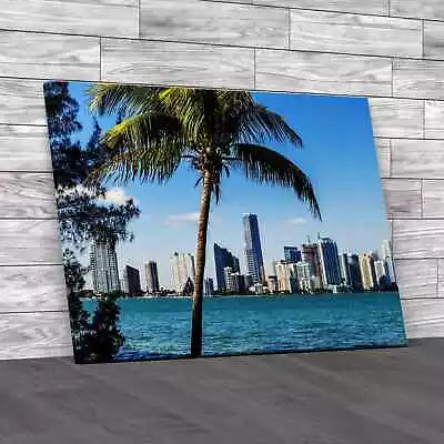 Miami Downtown Skyline In Daytime Canvas Print Large Picture Wall Art • £14.95