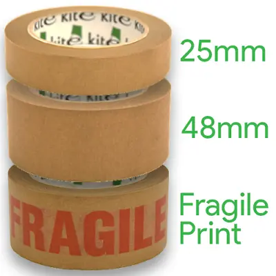 Eco Paper Parcel Craft Tape - 25/38/50mm X 50m - Strong Self Adhesive Solvent • £4.99