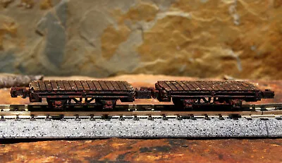 1 N Scale Anatevka Logging Mining Train Painted Old West Flatbed Flat Car • $25