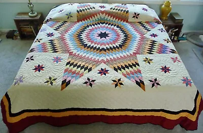 $2250 • Buy Amish Hand Quilted Lone Star Quilt New King Quilt New King Quilt