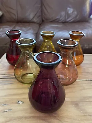 Coloured Glass Bud Vases - Set Of 6 • £15