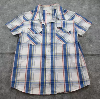 Wrangler Shirt Small Short Sleeve Button Up Collared Check Cotton Western Rodeo • $24.99