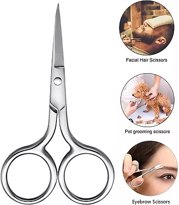 Nose Hair Scissors Men Mustache Beard Trimming Eyebrows Stainless Steel USA Made • $8.99