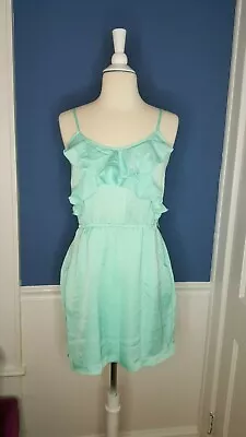 Charlotte Russe Seafoam Mint Green Spaghetti Straps Tea Sundress DRESS  Ruffle M • $24.95