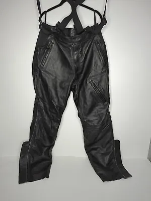 Harley Davidson FXRG Leather Motorcycle Riding Over Pants Suspenders Men's 34 • $160