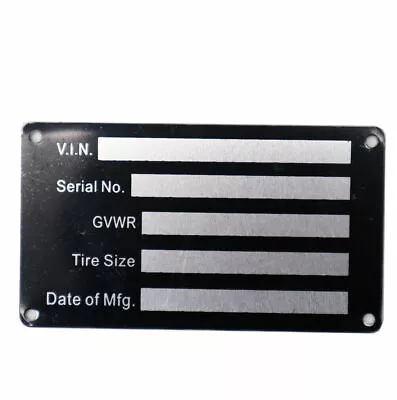 Pre- Engraved Med Trailer Truck Equipment VIN Plate Frame Serial Model # ID Tag • $18.10