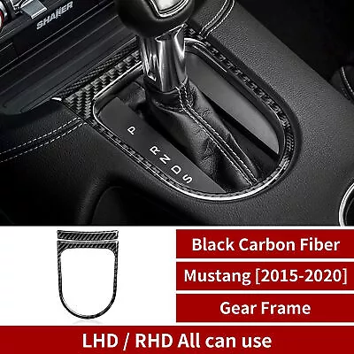 Black Carbon Fiber Interior Gear Shifter Trim Cover For Ford Mustang 2015-2023 • $18.37