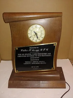 Vintage 1976 Masonic Fraternal Grand Tall Cedars Award Presentation Wood Clock • $20