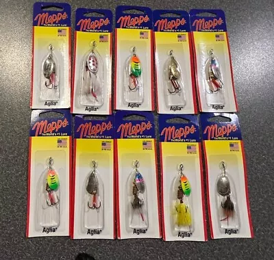 10 New Mepps Agila Spinners Fishing Lures Lot - 5ea- #1 & #2 • $15.50