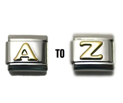 Gold Coloured Letter Choice Of A-Z Italian Charm - Fits 9mm Classic Bracelets • £2.99