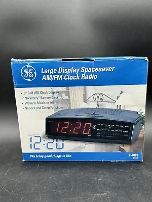 Vintage 1997 NIB GE LARGE DISPLAY SPACESAVER AM/FM CLOCK RADIO 7-4815 Black • $24.99