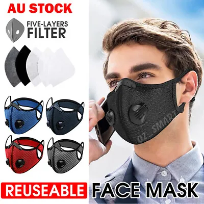 Face Mask Reusable Washable Anti Pollution PM2.5 Two Air Vent With Free Filters • $6.29