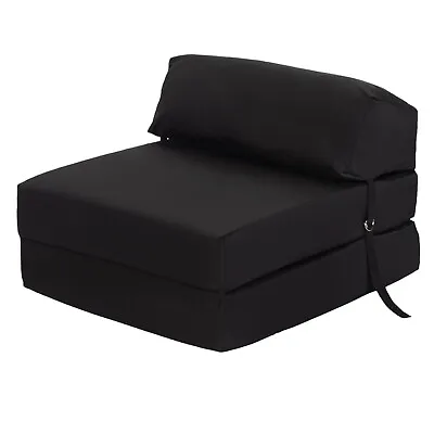 Ready Steady Bed Black Fold Out Sofa Bed Futon Chair Guest Z Bed Mattress • £52.97