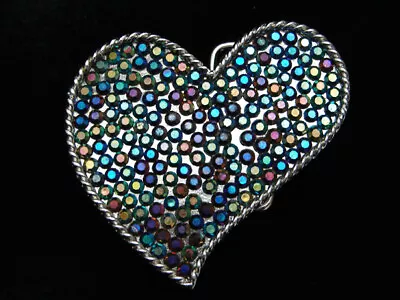 Pl31112 Very Cool **heart Shaped Multi-color Crystals** Fashion Belt Buckle • $12