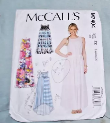 McCall's M7404 Sleeveless Maxi Dress Hi Lo ZZ Large/XL/XXL CUT Sewing Pattern • $9.99