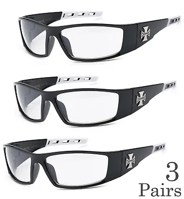 3 PAIR COMBO Chopper Sunglasses Motorcycle Glasses Clear Lens C50 • $17.99