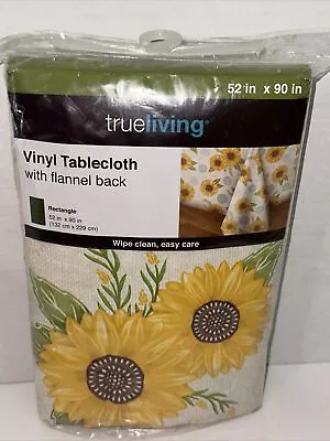 Rectangle SUNFLOWER 52x90 Vinyl Flannel Back Tablecloth Fall Farmhouse Country • $12.76