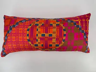 $900 • Buy Hermes Scarf Pillow 90cm Ex-Libris A Carreaux Red Orange Yellow Purple Pink