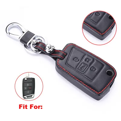 Fit VOLKSWAGEN VW Golf 4 Buttons Remote Key Fob Bag Holder Leather Cover Case • $10.90
