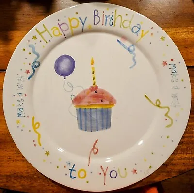 $7.99 • Buy VINTAGE Happy Birthday 12  Ceramic Cake Plate Celebration Dessert/Charger