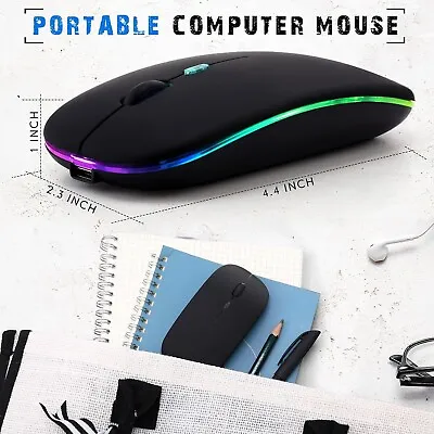 2.4GHz Wireless Optical Mouse USB Rechargeable RGB Cordless Mice For PC Laptop • $7.72