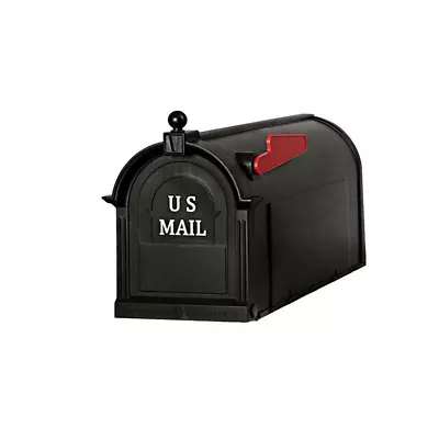 Black Post Mount Mailbox Large Keeps Mail Dry Heavy Duty For Rural • $24.99