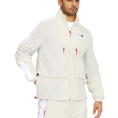 Puma Parquet Warm Up FullZip Jacket Mens Grey Casual Athletic Outerwear 599932-0 • $24.99