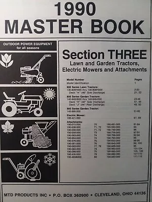 $165.53 • Buy MTD 1990 Lawn Garden Tractor, Implements & Electric Mower Master Parts Manual