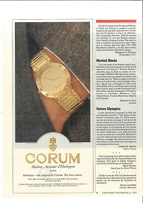 $6 • Buy 1992 Advertising CORUM Romulus Watch Original Print Ad 