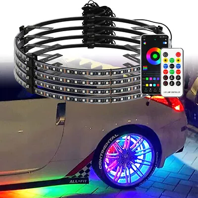 4x For Nissan GT-R 350z 370z 15.5'' LED RGB Wheel Ring Rim Light Bluetooth APP • $185.97