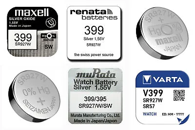 399 SR927W AG7 SR57 Silver Oxide Watch Battery [ Select Brand & Quantity Req ] • £1.85