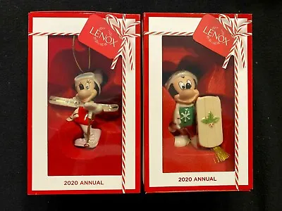 2020 Lenox Disney Showcase Christmas Ornaments Set Mickey Minnie Skiing Sledding • $53.95