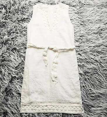 ISAAC MIZRAHI For Target WHITE LINEN Fully Lined DRESS WITH BELT SIZE 6 • $8.54