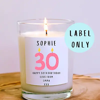 Personalised 30th Birthday Candle Label Personalised 30th Birthday Gift • £2.89