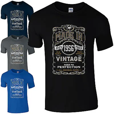 Made In 1956 T-Shirt Born 68th Year Birthday Age Present Vintage Funny Mens Gift • £13.73