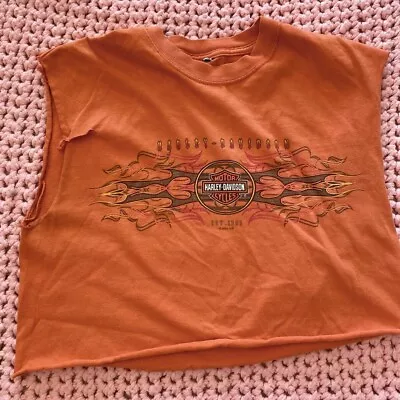 Vintage Harley Davidson Women’s Crop Tank  Top S M Bahamas Orange • $18