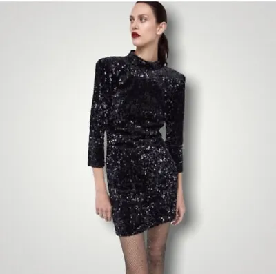 $25 • Buy Zara Sequin Open Back Mini Dress Size S